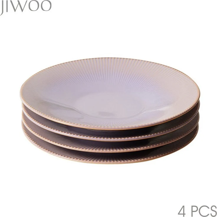 JIWOO Teller 4er Ø21,2cm, Pastateller Frühstücksteller Salatteller Dessertteller, (4 St), Keramik Hochwertiges Tellerset Lila Mikrowellen spülmaschinenfest – Bild 5