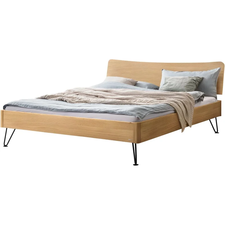 Hasena Massivholzbett Locarno Eiche bright mit Metallfüßen 160x210 cm – Lounge – Bild 1