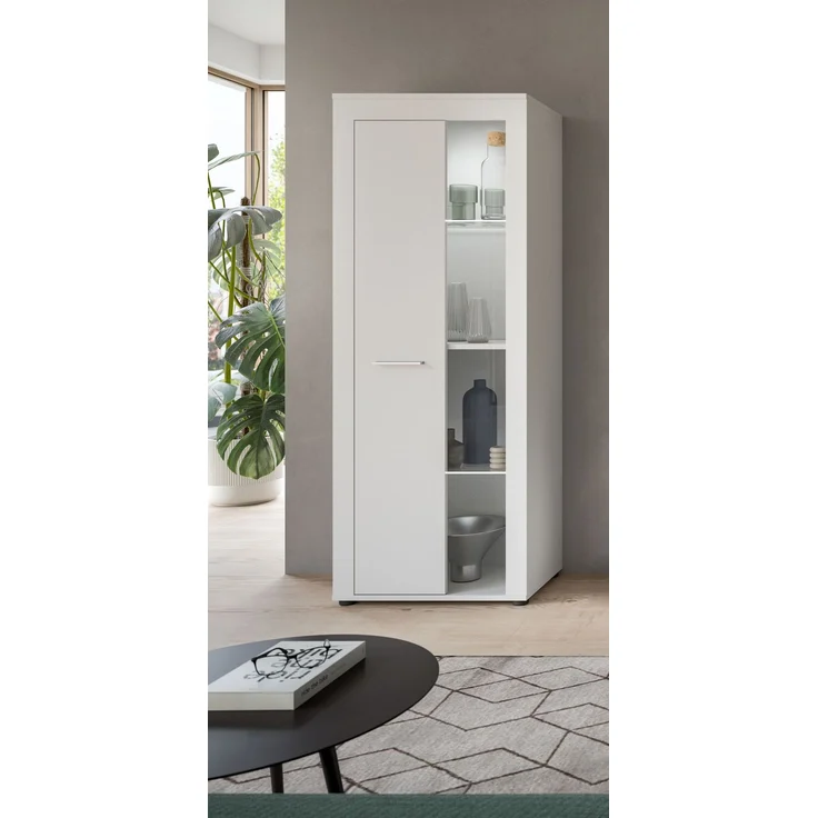 xonox. home Wohnen Jam X8BA9T10 Vitrine Glasvitrine Dekoschrank Glas-Kommode in weiß Melamin, ca. B/H/T: 60 x 159 x 35 cm – Bild 6