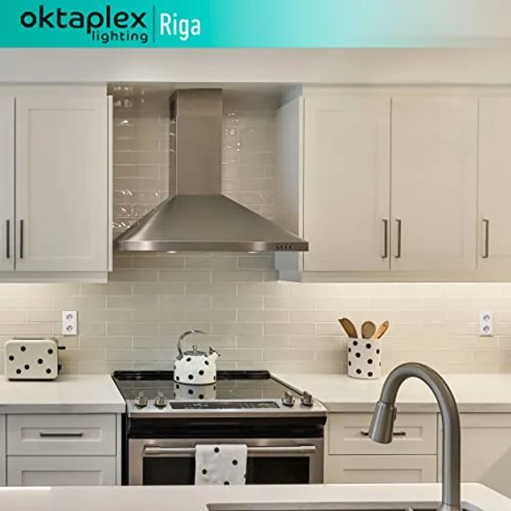 Oktaplex lighting LED Unterbauleuchte Riga Unterschranklampe 28cm 340lm 4W, Ein-/Ausschalter, LED fest verbaut, Warmweiß, 3000K Lichtleiste Küche Unterschrankleuchte – Bild 7
