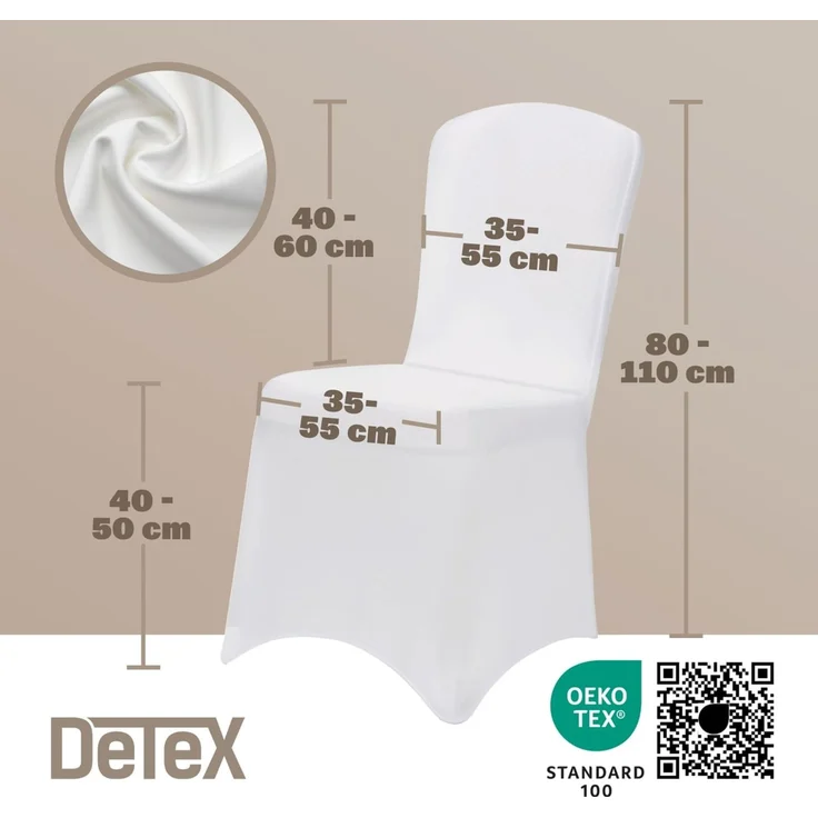 DETEX® 4er Set Stretch Hussen Weiß Hochzeit Stuhl Bezug – Bild 3