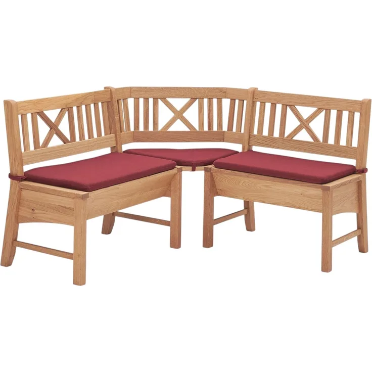 Eckbank Deborah aus Massivholz 204 x 204 x 87 Küchenbank massiv Buche lackiert/Weinrot 12147-204204-rot