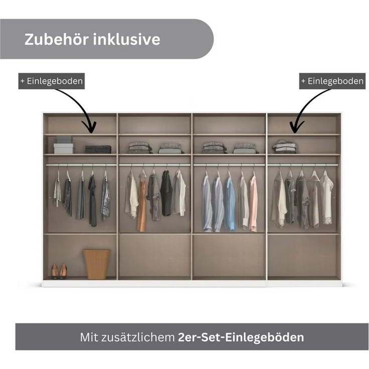 OTTO home Drehtürenschrank Kleiderschrank Schrank Garderobe AGORDO mit Dekor- oder Hochglanzfront (in zwei Griff-Farben, Breiten 91-360 cm) mit Außenschubkästen, in 7 Breiten und 2 Höhen MADE IN GERMANY – Bild 3