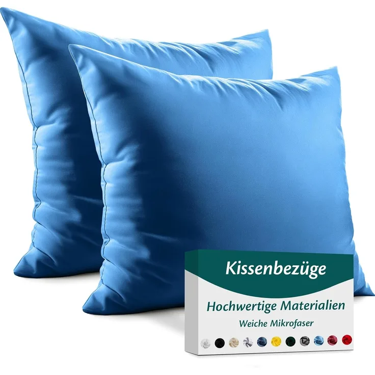 Kissenbezug 50x50 Mikrofaser Premium 2er Set Kissenhülle Deko für Kissen Sofa/Bett Stoff Superweicher Resistent Hypoallergen Anti-Milben Atmungsaktiv Kopfkissenbezug mit Verdecktem Zip Voll Waschbar
