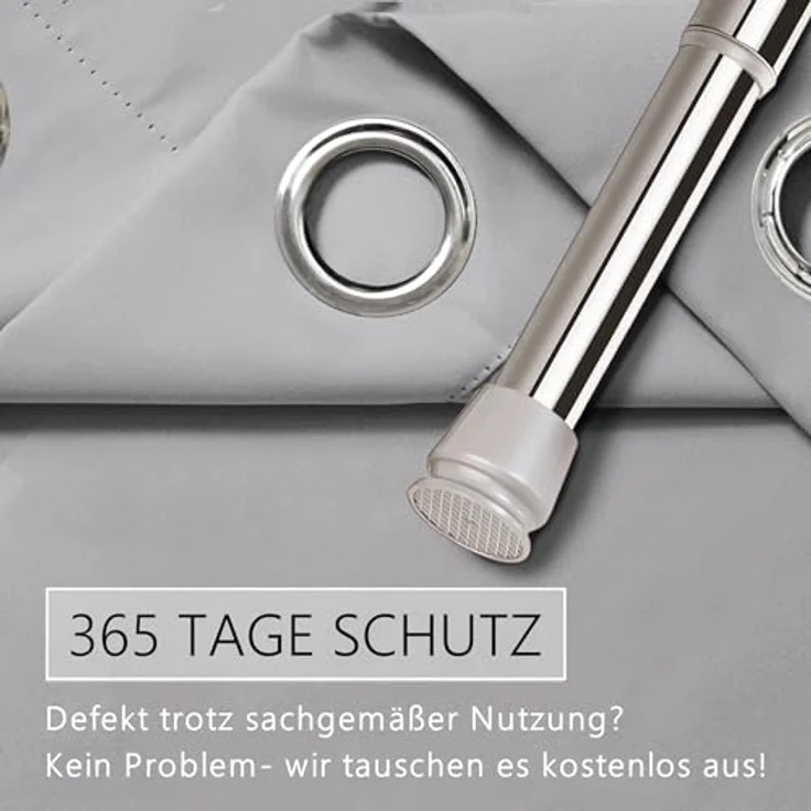 tinycurtains Türvorhang mit Stange silber 70-120 cm Thermo Vorhang ohne Bohren, mit Magneten, Ösen, abdunkelnd, Polyester, hellgrau Moonlight, Türgardine mit Klemmstange Raumtrenner verdunkelnd – Bild 7