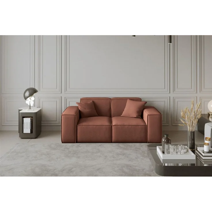 Sofa Designersofa CELES 2-Sitzer in Stoff Opera Velvet Kupferbraun – Bild 1