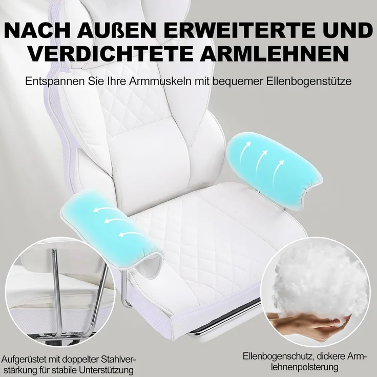 GTPLAYER Gaming-Stuhl Bürostuhl Gamer Stuhl gaming stuhl Schreibtischstuhl Chefsessel, mit Taschenfeder-Lendenwirbelstütze, breiter Büro-Computersessel – Bild 6