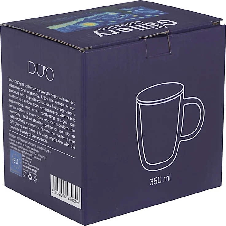 DUO ART GALLERY Glasbecher 350 ml STARRY NIGHT inspired by Van Gogh, doppelwandiges Kristallglas – Bild 5