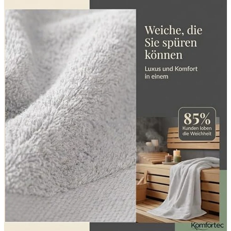 Komfortec 8er Handtuch Set aus 100% Baumwolle, 4 Badetücher 70x140 und 4 Handtücher 50x100 cm, Frottee, Weich, Towel, Groß, Weiß – Bild 3