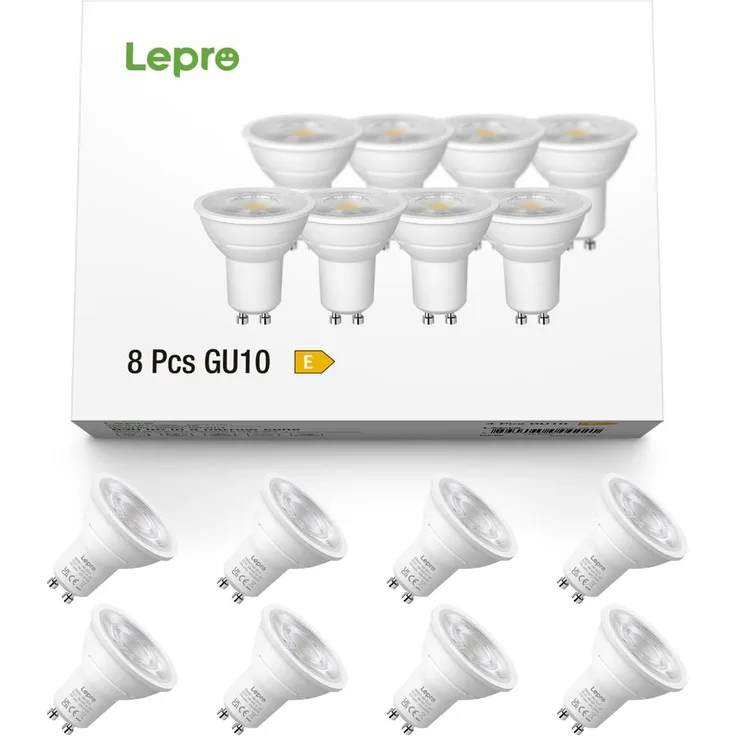 Lepro GU10 LED Warmweiss 6W Lampe, 2700K Warmweiß, 630 Lumen, 38° Abstrahlwinkel, Nicht dimmbar Reflektorlampe, Energiesparendes GU10 LED Leuchtmittel für Wohnzimmer, Küche, Schlafzimmer,8 Stück