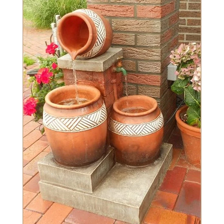 Arnusa Gartenbrunnen Springbrunnen Krüge SB106 Gartendekoration Landhaus Wasserspiel, mit LED Beleuchtung Komplett Set – Bild 2
