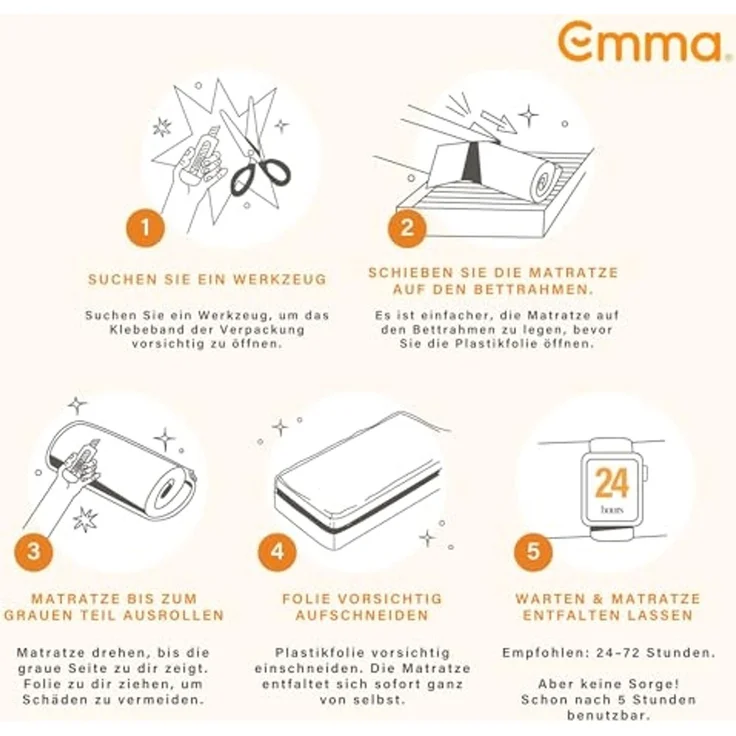 Emma Original Matratze - 80x200 cm - Die meist ausgezeichnete Memory Foam Matratze für alle Körpertypen und Schlafpositionen - Airgocell-Schaum für zusätzliche Atmungsaktivität und reduzierte – Bild 6
