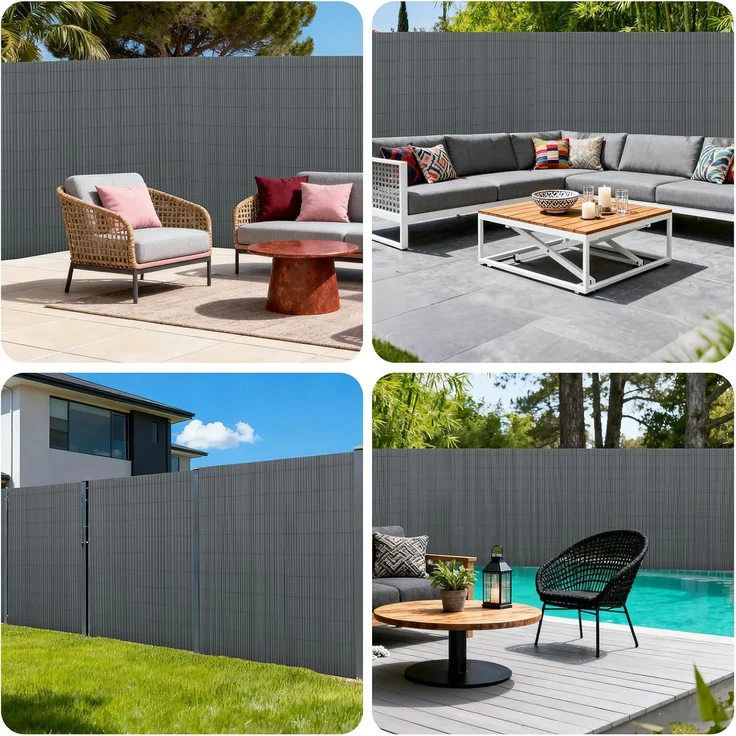 Coradoma PVC Sichtschutzmatte Anthrazit 115x300cm Sichtschutz für Balkon Garten Terrasse, Blickdichter Lärmschutz, Windschutz, inkl. Kabelbinder – Bild 5
