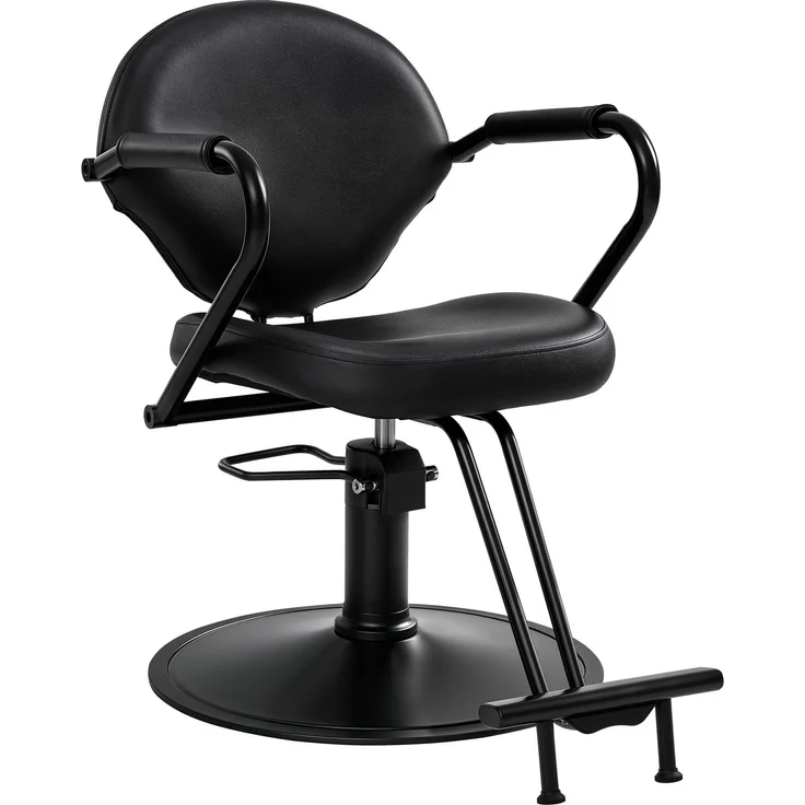 BarberPub Friseurstuhl, Friseursessel, Friseureinrichtung mit Hydraulikpumpe 360° Drehbar, Bedienungsstuhl Höhenverstellbar, Barber Stuhl Friseurstühle Kunstleder, 2079 (Schwarz) – Bild 8