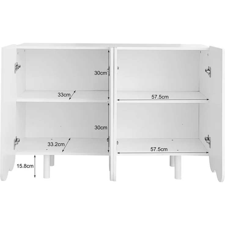 ZUBALIYA Sideboard 120x37,5x80,8 cm, aus MDF, Weiß – Bild 4