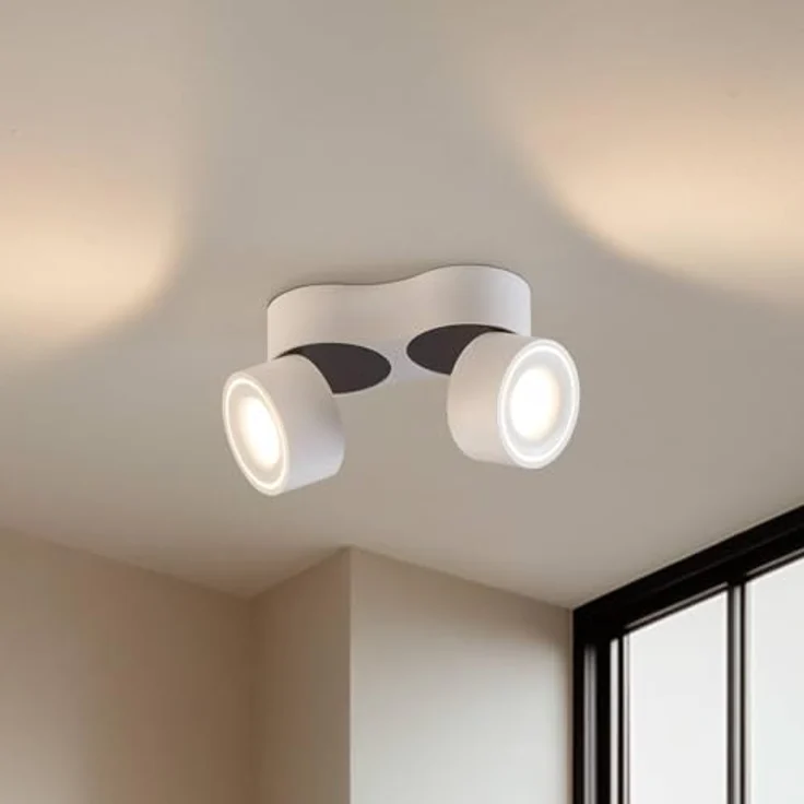 Arcchio LED Deckenlampe Rotari, 2-flammig in Weiß aus Aluminium, moderne Deckenleuchte für Wohnzimmer, Esszimmer, Flur und Küche – Bild 3