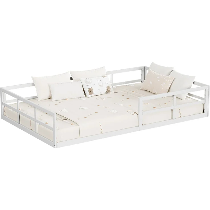 Bodenbett aus Metall Minno Weiß 205 x 125 cm ohne Matratze Vitalispa – Bild 5