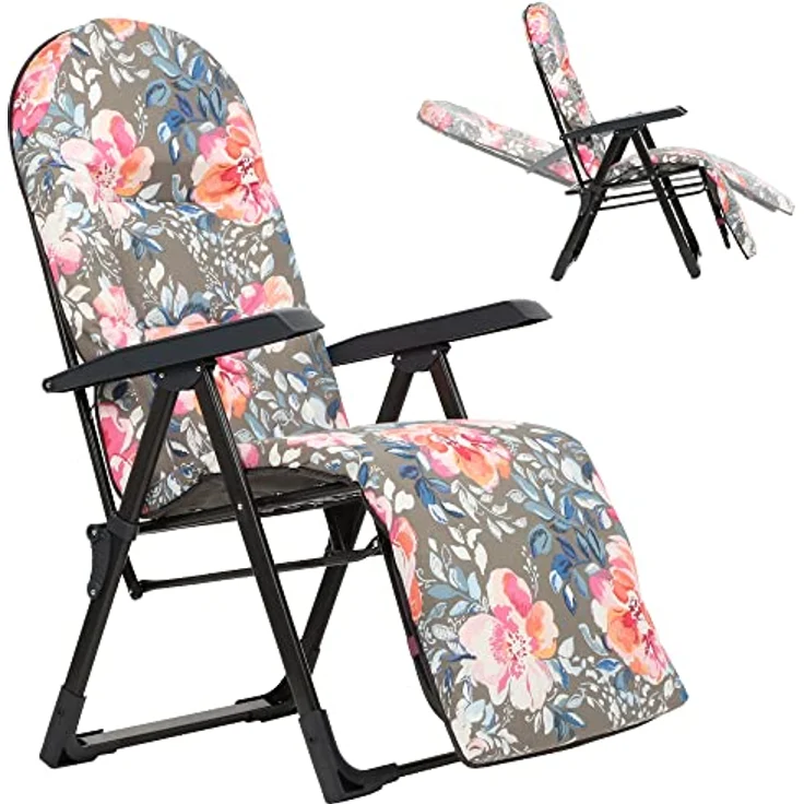 Kadax Gartenliegestuhl, Grau-Rosa, verstellbar, Metall, 58x150 cm, für Garten und Terrasse – Bild 1