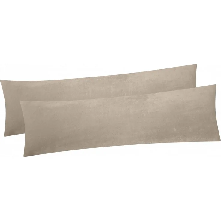 Heubergshop Seitenschläferkissenbezug, (2 Stück), 40x145cm, Fleece Winter flauschig weich warm Set Bezug (2x-Beige)