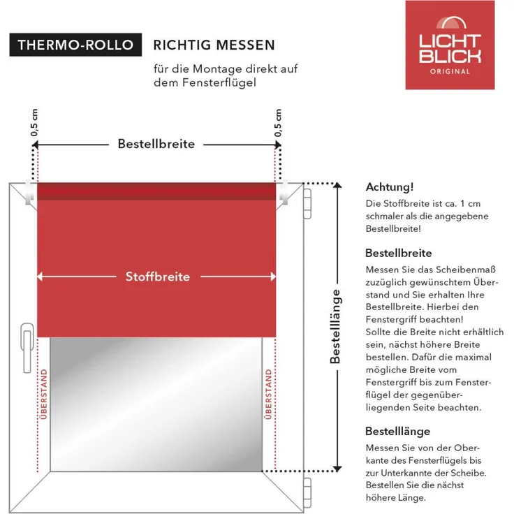 Lichtblick Sonnenschutzsysteme GmbH Thermo-Rollo Vancouver 55 cm x 150 cm (BxL) Braun Verdunkelnd & Thermofunktion; Klemm- und schraubbar; Energiesparend – Bild 4