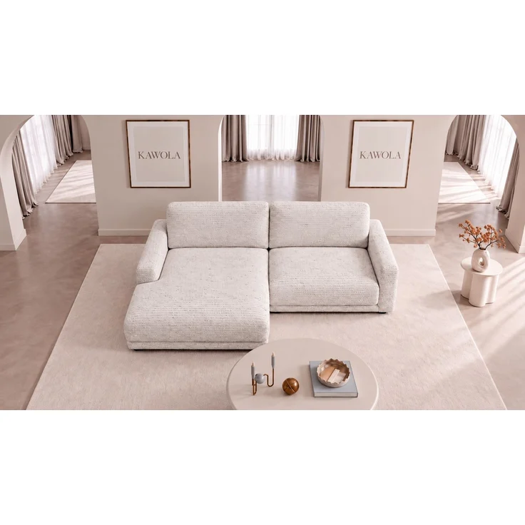 KAWOLA Sofa MARLIN Ecksofa Stoff cremeweiß Longchair links 80 x 168 x 262 cm – Bild 4