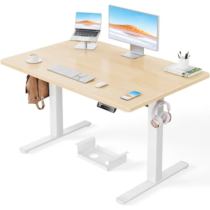 ErGear Höhenverstellbarer Schreibtisch-120x80 cm,100 KG Tragkraft Elektrischer Schreibtisch mit Fortgeschrittenem Bürstenlosem Motor, Leise Funktion, Robuster Metallrahmen, Vierteilige Tischplatte – Bild 2