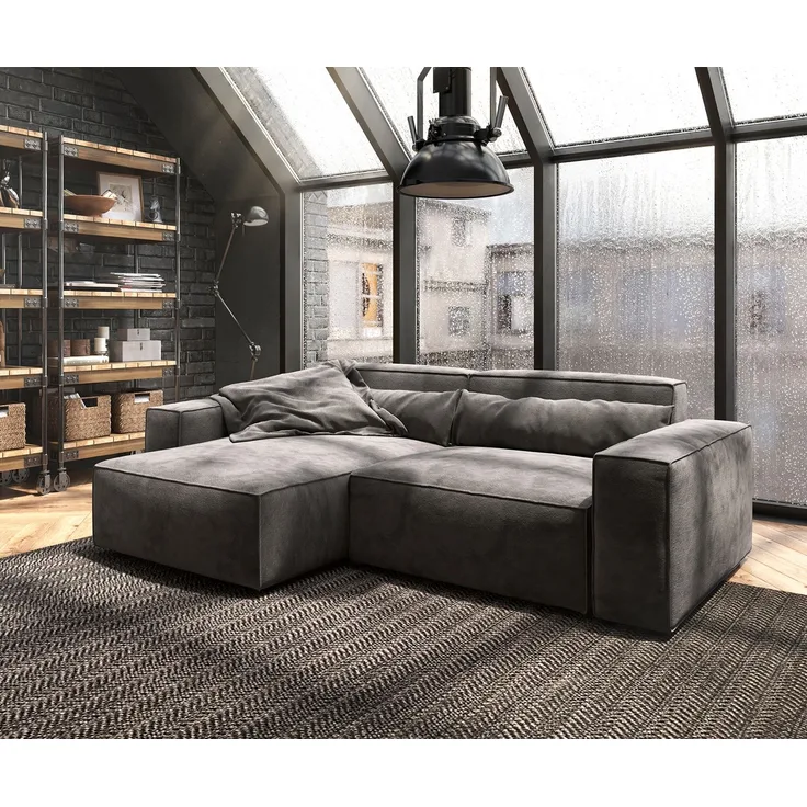 Ecksofa Sirpio 230x155 cm Mikrofaser Khakibraun Recamiere variabel