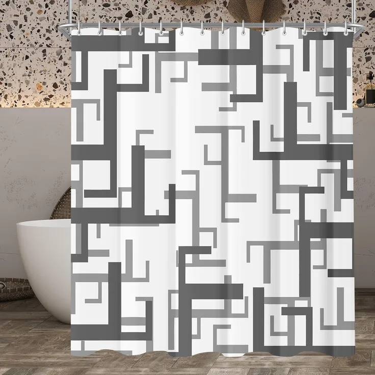 Lerores Duschvorhang Block Antischimmel Textil 200x160cm 12 Ösen Badezimmer