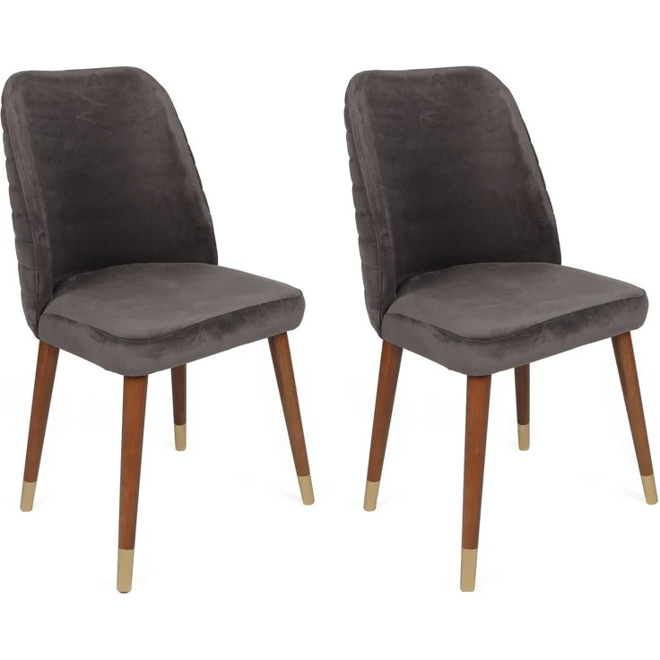 Skye Decor 'Hugo-381 V4' Stuhlset (4-teilig), Anthrazit / Walnuss, 50 x 90 x 49 cm – Bild 2