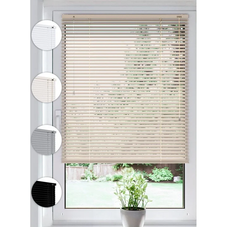 Sonello Jalousie Klemmfix ohne u. mit Bohren 30x130 cm Creme Aluminium Jalousette, Klemmfix, Inkl. Halterung für Decken- u. Wandmontage Alu Jalousie Fenster u. Tür, Blickdicht freihängend – Bild 1