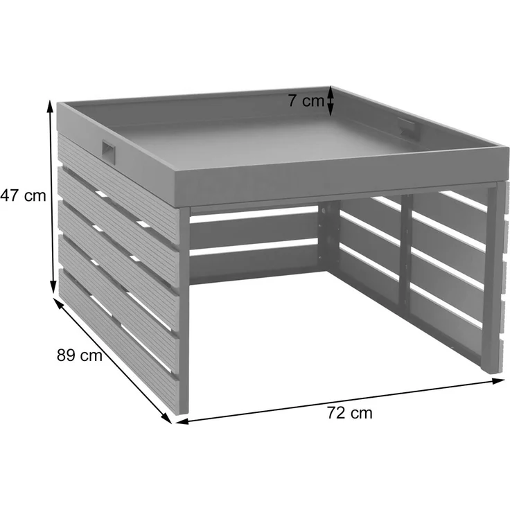 XL Mähroboter-Garage mit Pflanzkasten HWC-Q70, Dach Unterstand für Rasenmäher, WPC Metall 47x72x89cm ~ teak – Bild 3