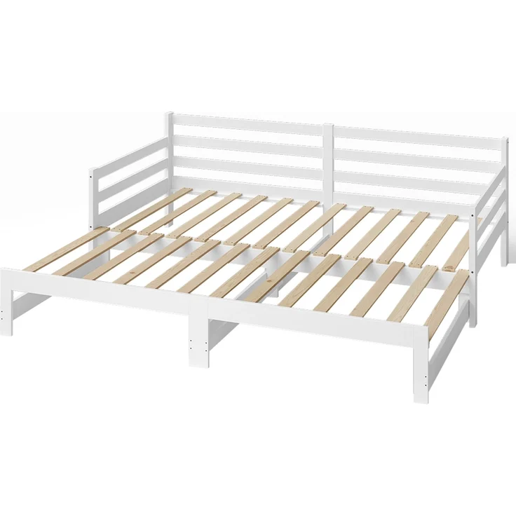Bellamio 'Ayr' Tagesbett inkl. Lattenrost, 90x200/180x200 cm, Massivholz Kiefer, weiß, mit ausziehbarem Gästebett – Bild 11