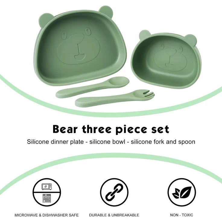 ABC Babygeschirr-Set, 4-teiliges Babygeschirr-Set, Baby-Essgeschirr-Set, Baby-Saugnapfschale, Babygeschirr, BPA-frei, spülmaschinen- und mikrowellengeeignet – Bild 2