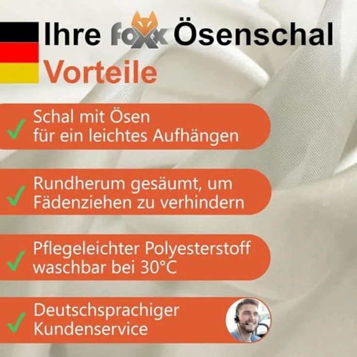 2er Set Ösenvorhang Voile 245 cm sand transparent - Farbe: Sand – Bild 6