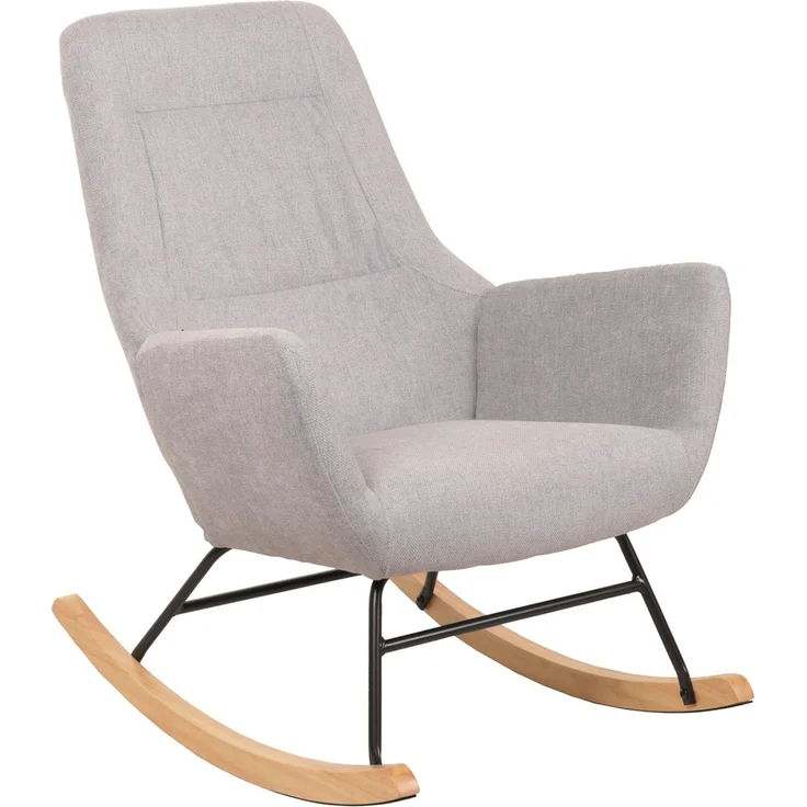 Schaukelstuhl HWC-N13, Schwingstuhl Relaxsessel Fernsehsessel, Massiv-Holz Metall Stoff/Textil 320g/m² ~ hellgrau – Bild 7