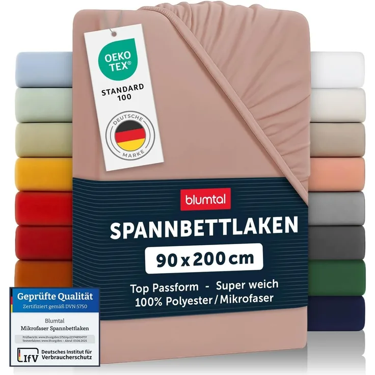 Blumtal® Spannbettlaken 90x200 cm 2er Pack - Spannbettlaken Microfaser - Oekotext zertifizierte Bettlaken 90x200 cm 2er Set - Spannbetttuch 90x200 cm - Bettbezug 90x200 cm /Leintuch 90x200 cm Laken - Rosa
