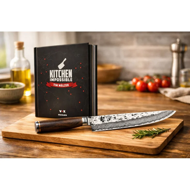 KAI Shun Premier Tim Mälzer Tanto Slicer TDM-1785 25,5 cm - limitiert und Tim Mälzer Kochbuch Kitchen Impossible – Bild 2