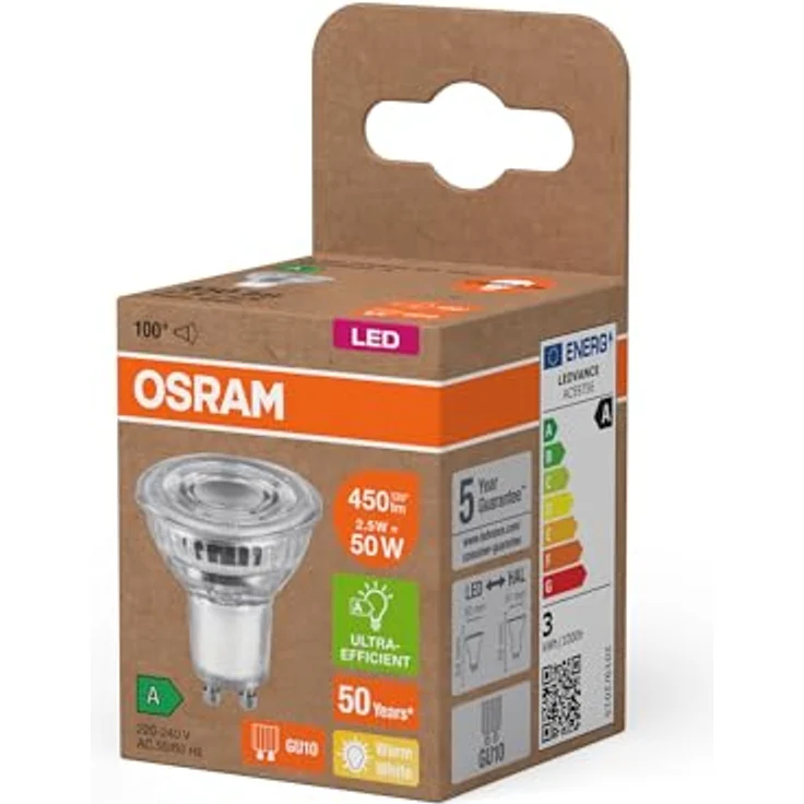 OSRAM LED-Leuchtmittel PAR16 GU10, 2,5W, 100°, 2.700K, warmweiß Reflektor – Bild 3