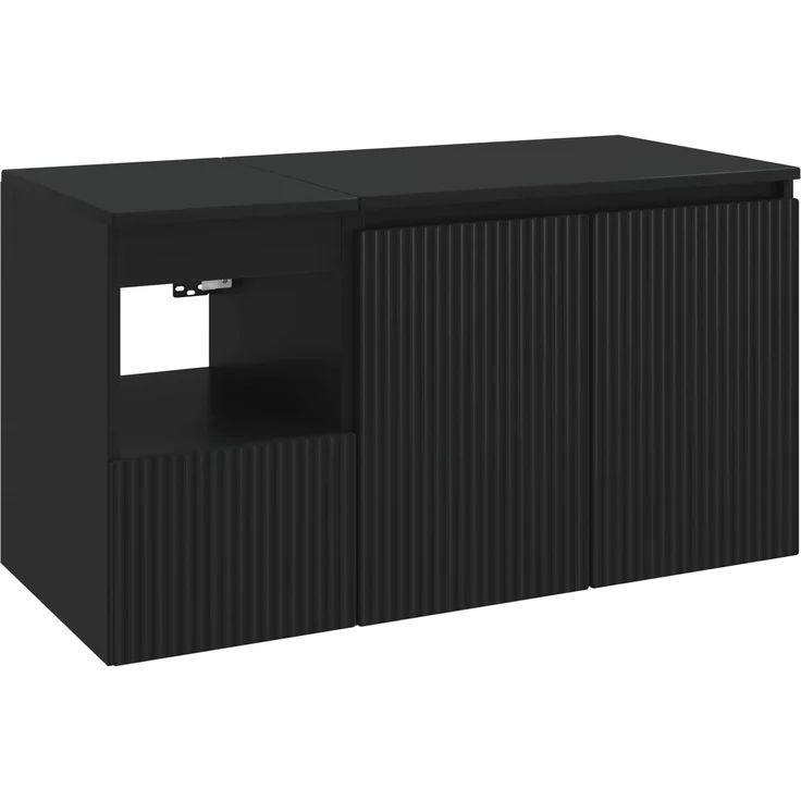 vidaXL Badezimmerschrank-Set 2 stk. Schwarz 92,5 x 44,5 x 50 cm 3404115 – Bild 2