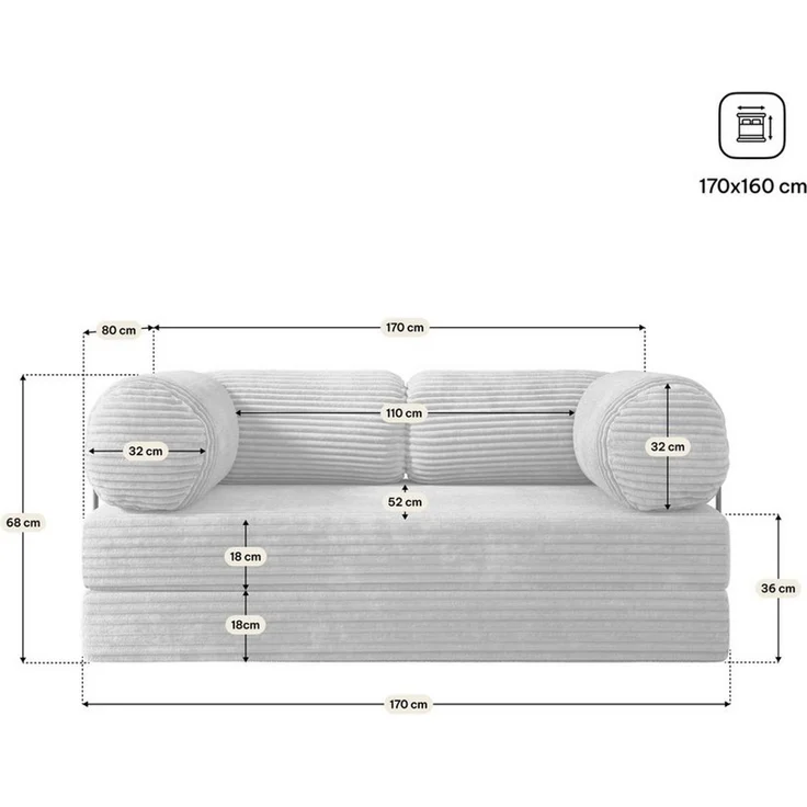 Masseno Sofa ALVIO mit Schlaffunktion, Schlafsofa, Schaumstoffsofa – Bild 3