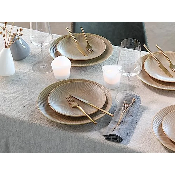 Creatable Kombiservice Vesuvio, 12-teiliges Geschirrset aus Keramik in Sandfarbe – Bild 4