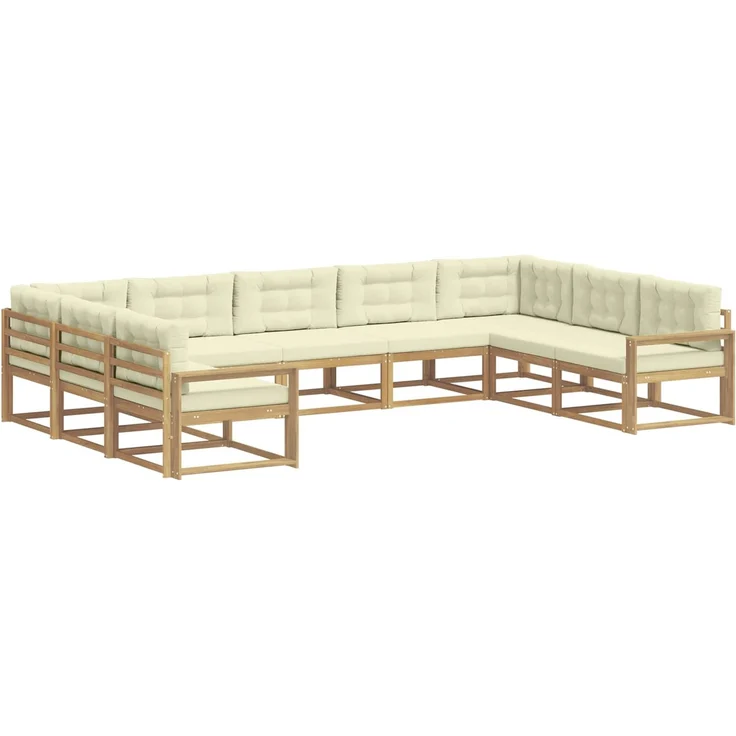 vidaXL Outdoor-Sofagarnitur 9 stk. 9-Sitzer Weiß und Creme 3387039 – Bild 2