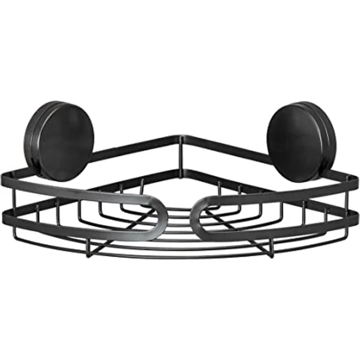 Duschregal PAVIA Static-Loc, Eckregal, schwarz, Wenko – Bild 1
