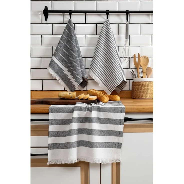 Hermia Concept 'Eliza - Black' Handtuch-Set (3-teilig), Schwarz, 45 x 65 cm – Bild 1