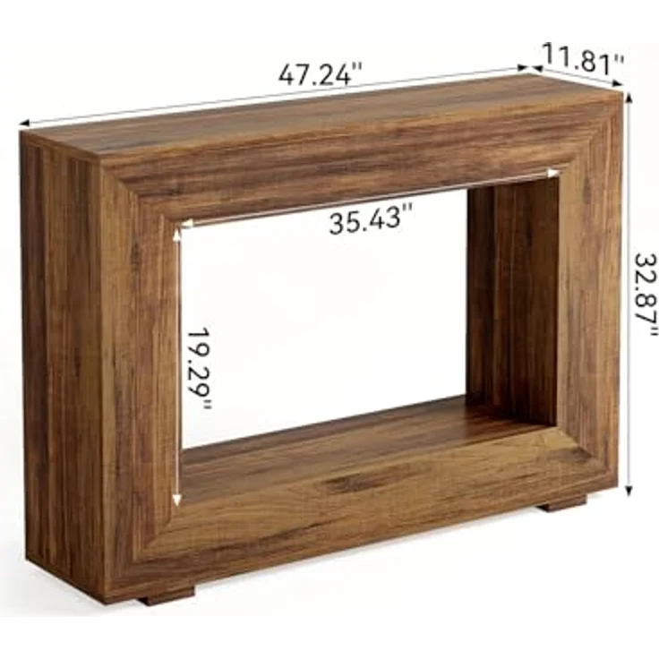 LITTLE TREE 47-Zoll-Konsolentisch, Sofatisch mit Stauraum, Moderne Flurmöbel für den Flur, schmaler, Langer Sofa-Flurtisch für das Wohnzimmer, braun – Bild 4