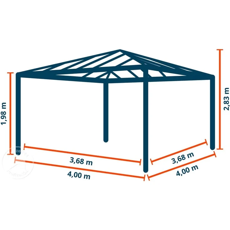 PRIMEYARD Gartenpavillon 4x4 m mit Polycarbonatdach - Hardtop Pavillon ohne Seitenteile – Bild 9