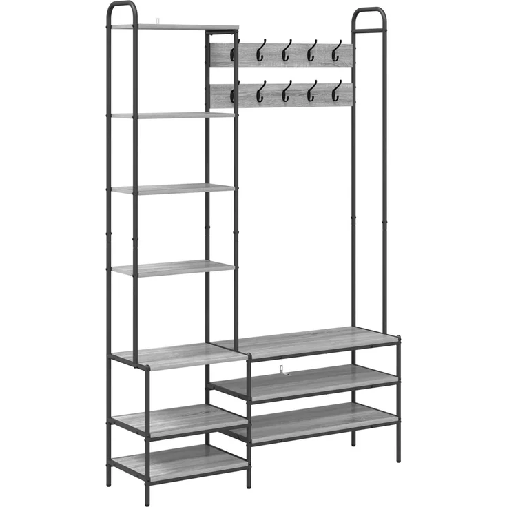 vidaXL Garderobenständer mit Schuhbank Sonoma-Grau 120,5 x 34 x 190 cm 8012041 – Bild 2