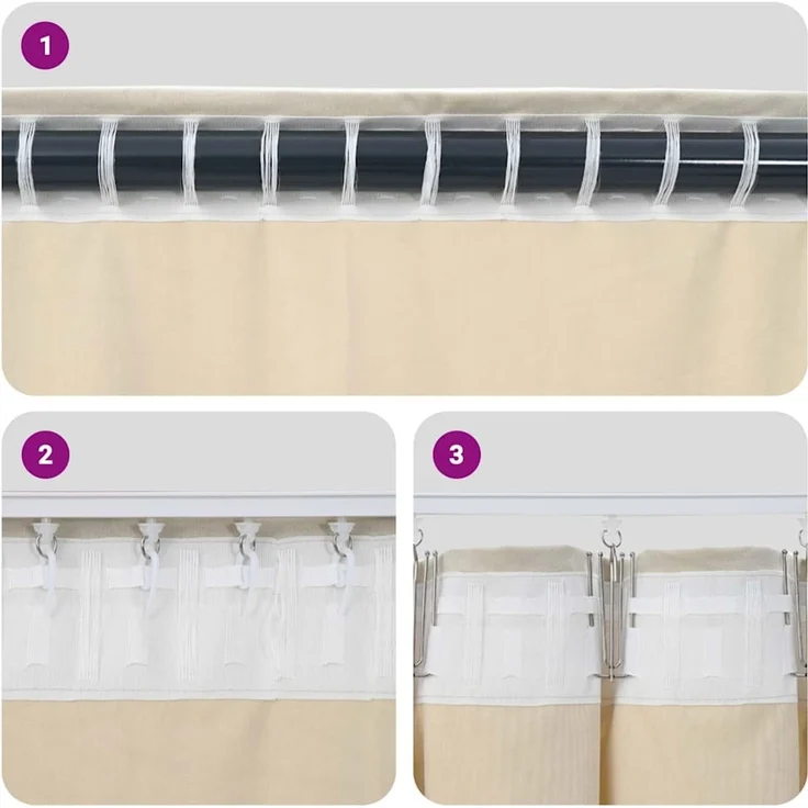 Verdunkelungsvorhänge 2 pcs | für Wohnzimmer & Schlafzimmer Creme 140 x 225 cm Samt – Bild 7