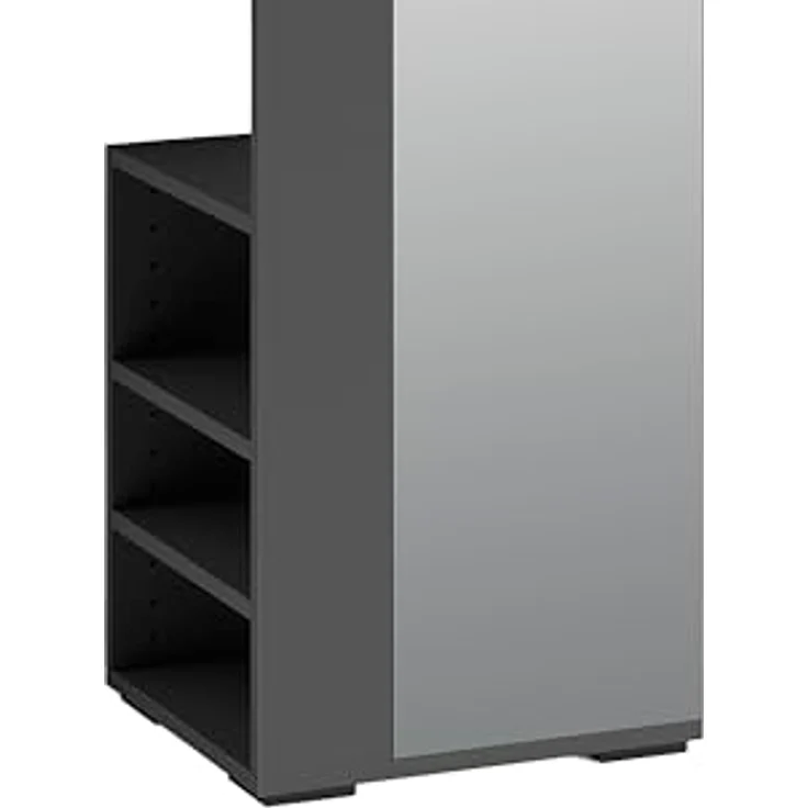 byLIVING Flurgarderobe BEN / Garderobe Anthrazit mit Spiegel / Spiegelschrank für den Flur mit Kleiderstange und Ablage / B 40, H 184, T 35 cm – Bild 6