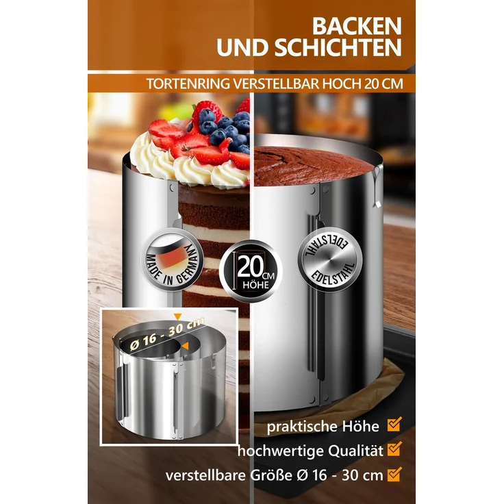 Aurelia Home Tortendeko-Set 144-teilig mit Tortenring 20 cm und Drehteller – Bild 3
